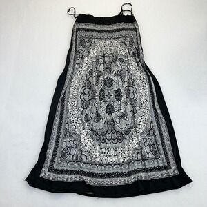 India Boutique Black White Mandala Print Smocked Midi Sundress Boho Womens S M